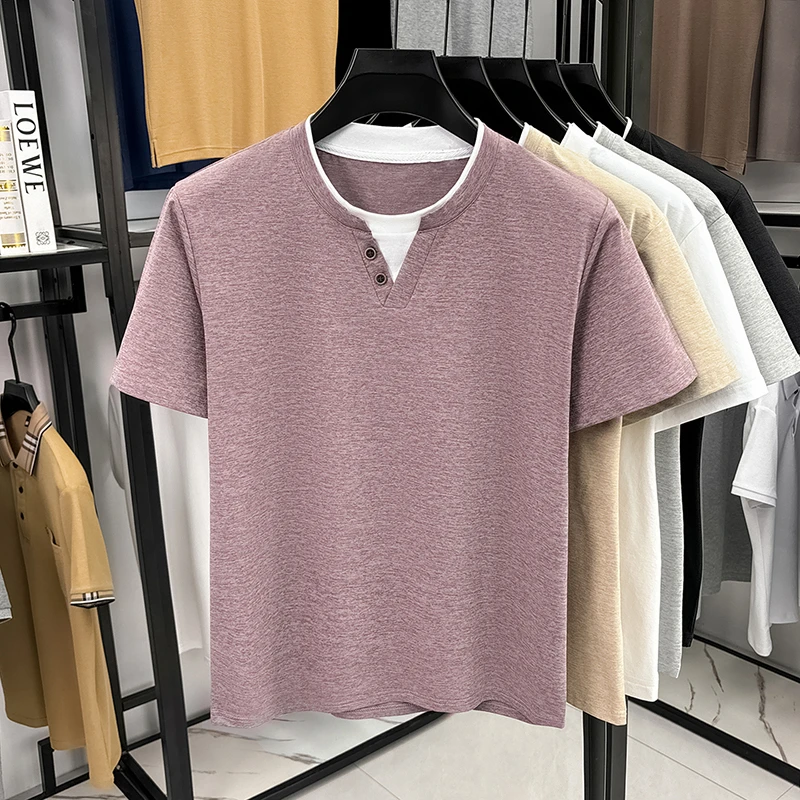 Men's Minimalist Henley Neck T - Embellish Knit ulasan dan harga