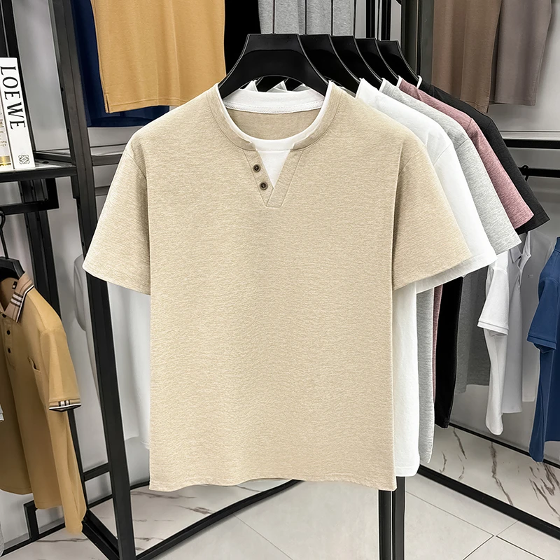 Men's Minimalist Henley Neck T - Embellish Knit ulasan dan harga