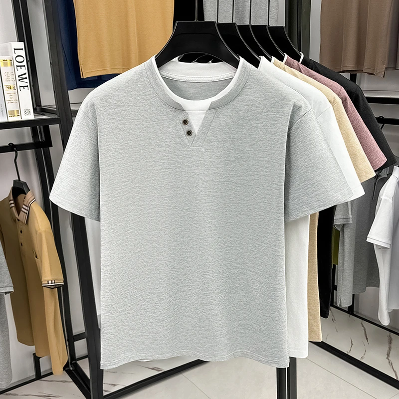 Men's Minimalist Henley Neck T - Embellish Knit ulasan dan harga