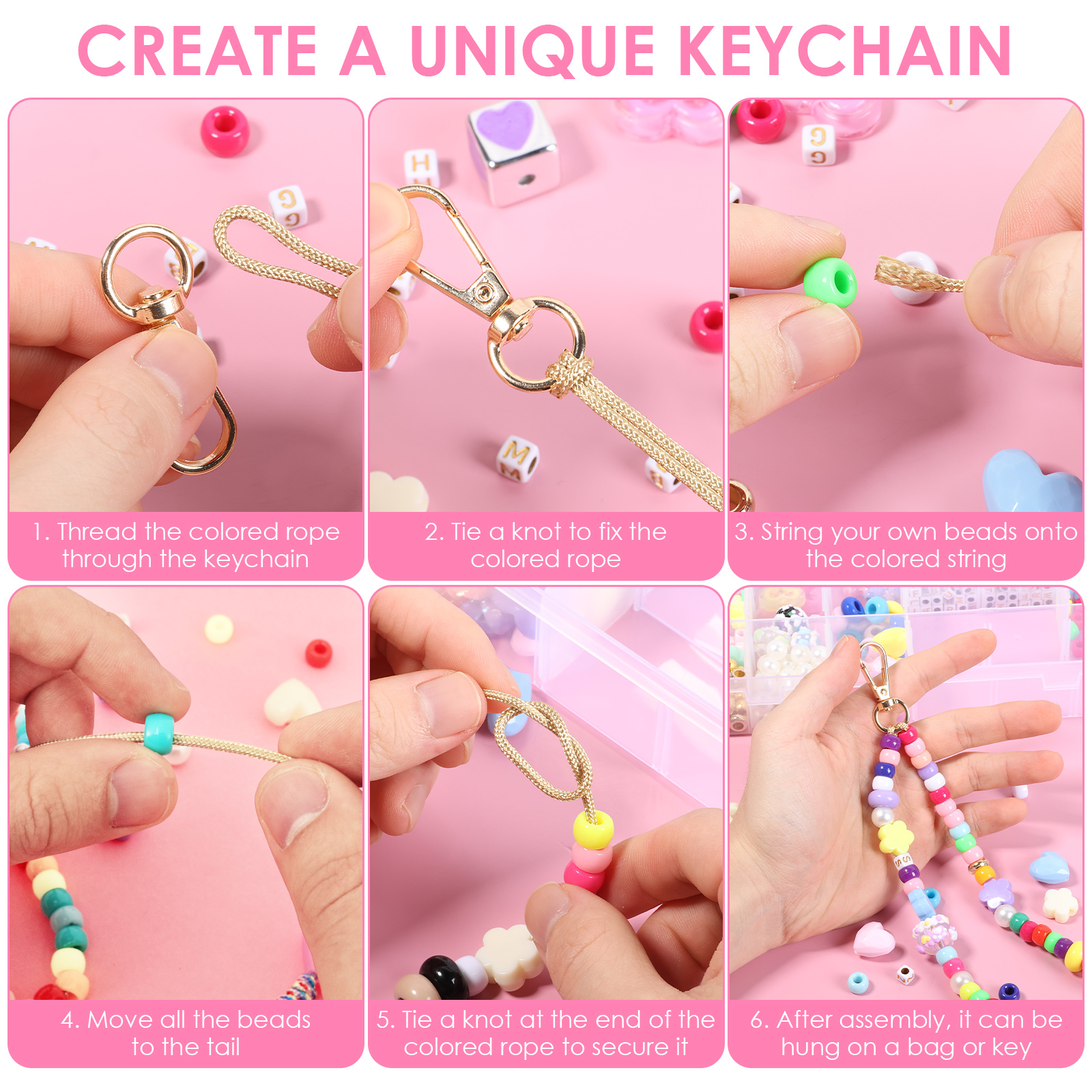 421PCS Beaded Keychain Making  - Embellishment Crafts ulasan dan harga