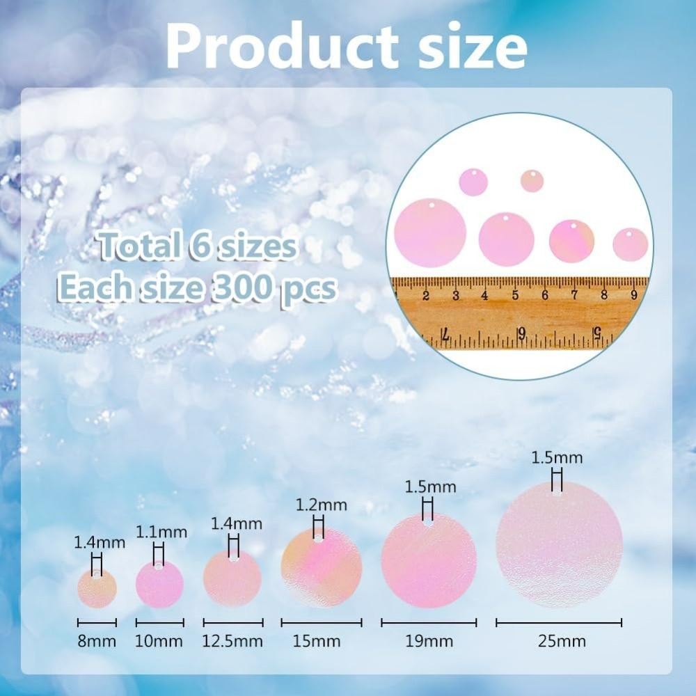 1800Pcs 6 Sizes Loose Sequin F - Embroidery Craft ulasan dan harga