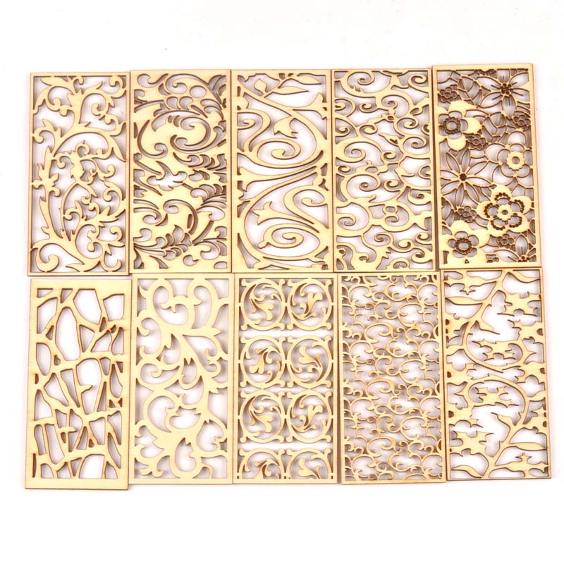 5Pcs Hollow Lace Wood Crafts F - Embellishments For Scrapbooking ulasan dan harga