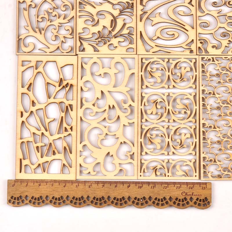 5Pcs Hollow Lace Wood Crafts F - Embellishments For Scrapbooking ulasan dan harga