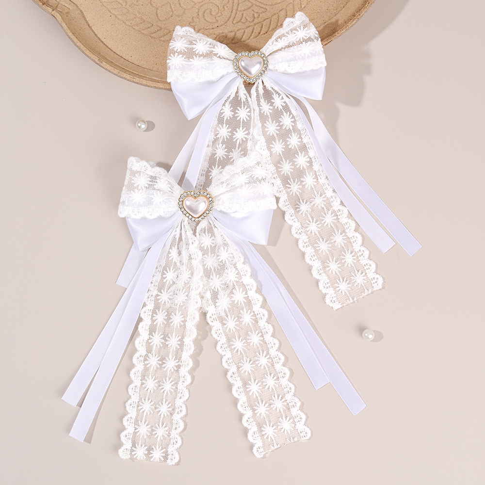 2Pcs Flower Lace Bow Hair Clip - Lace Ribbon Trim ulasan dan harga