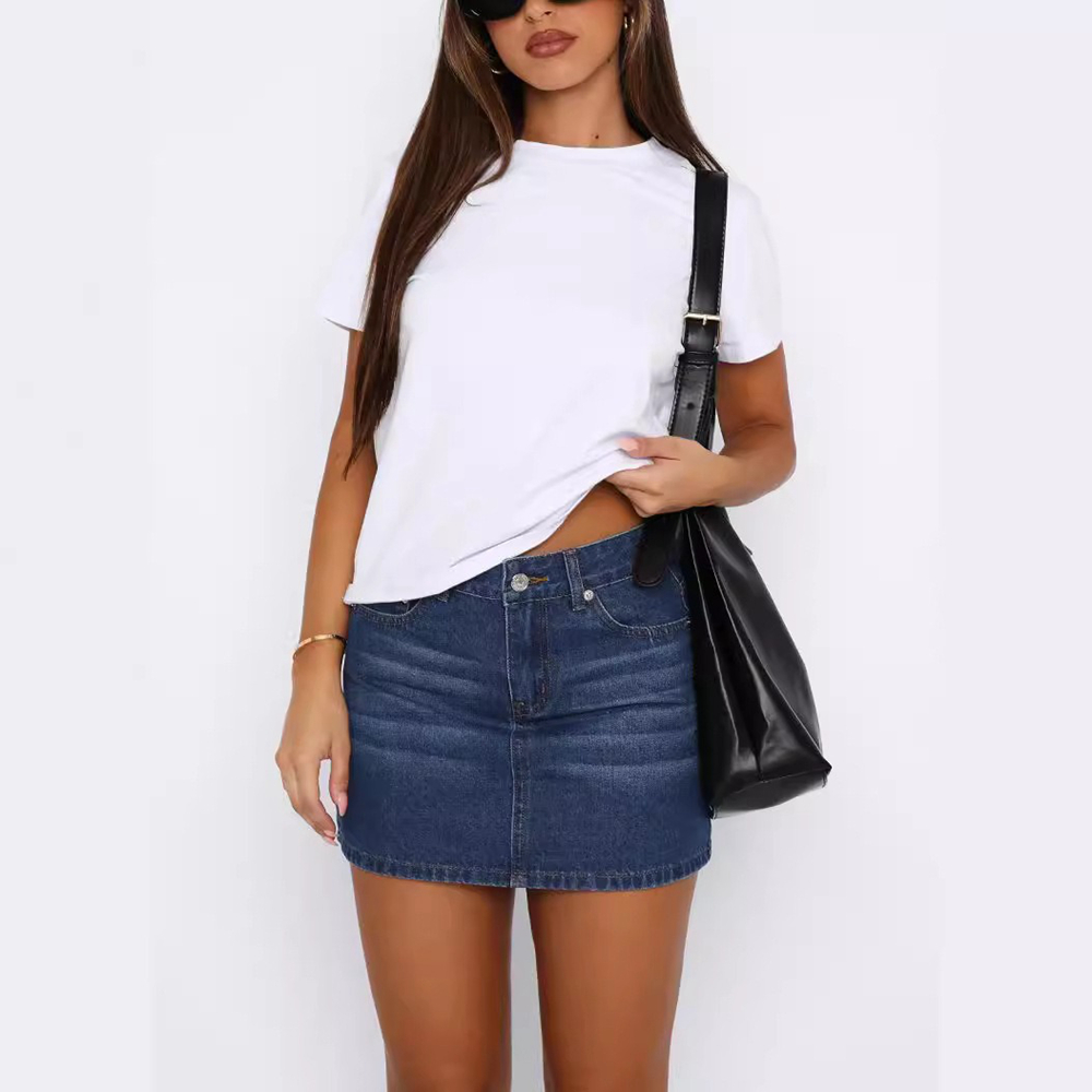 Womens Denim Short Skirts Jean - Embellish Knit ulasan dan harga