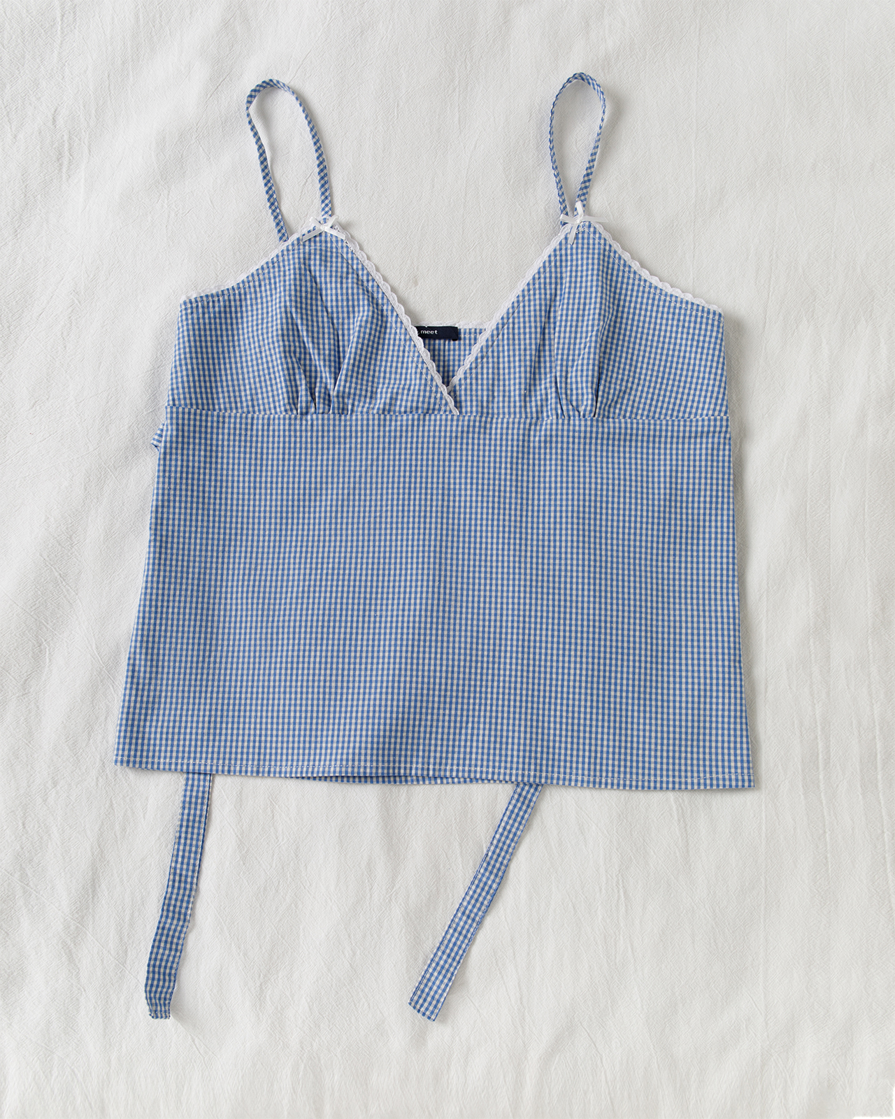 Blue Plaid Shorts 2 Piece Set  - Elastic Lace Trim ulasan dan harga