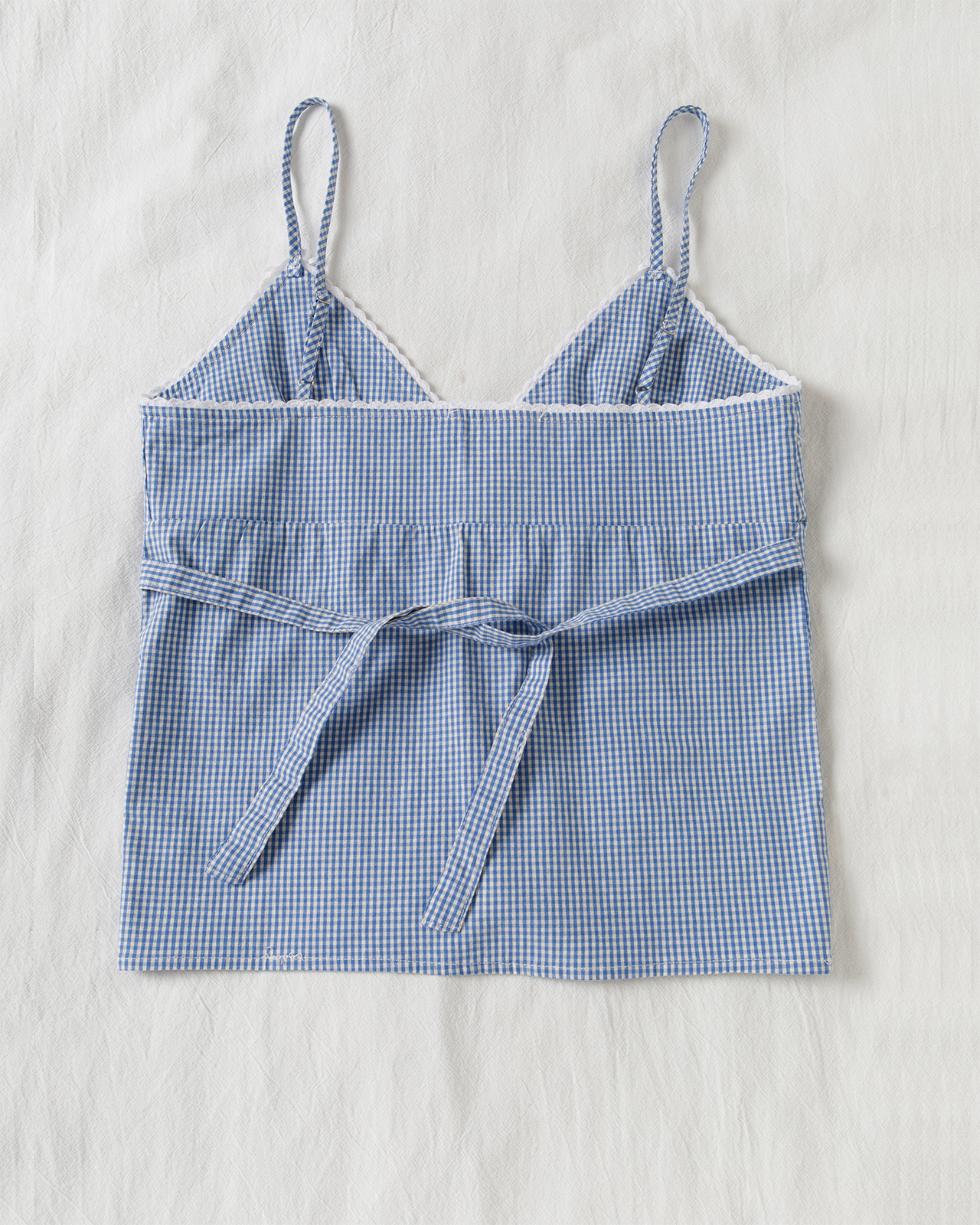 Blue Plaid Shorts 2 Piece Set  - Elastic Lace Trim ulasan dan harga