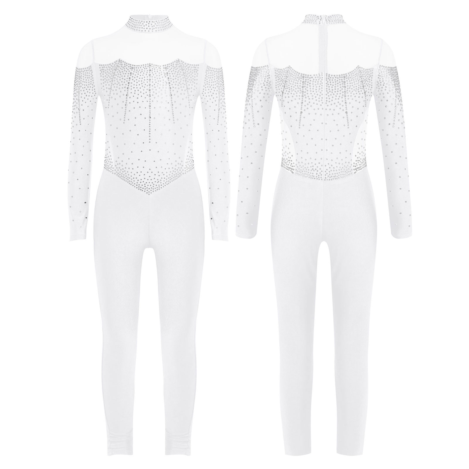 6-16Y Girls Figure Skating Dan - Rhinestone Banding Trim ulasan dan harga