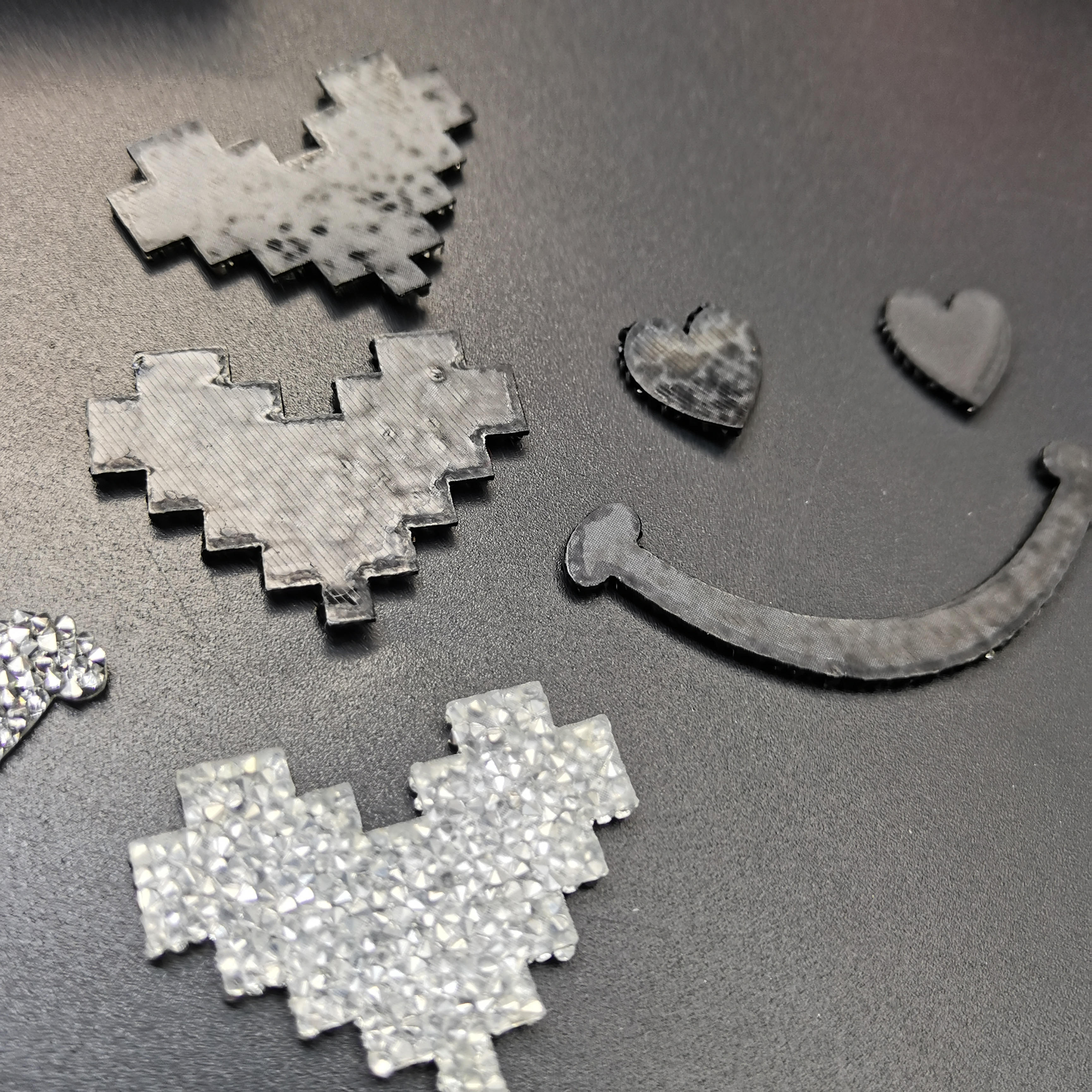 New 3colors Glitter Heart Smil - Hotfix Rhinestone Sheet ulasan dan harga