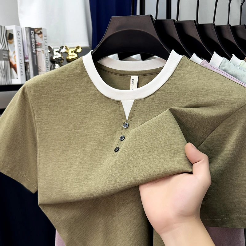 Mens Short Sleeve Henley Neck  - Embellish Knit ulasan dan harga