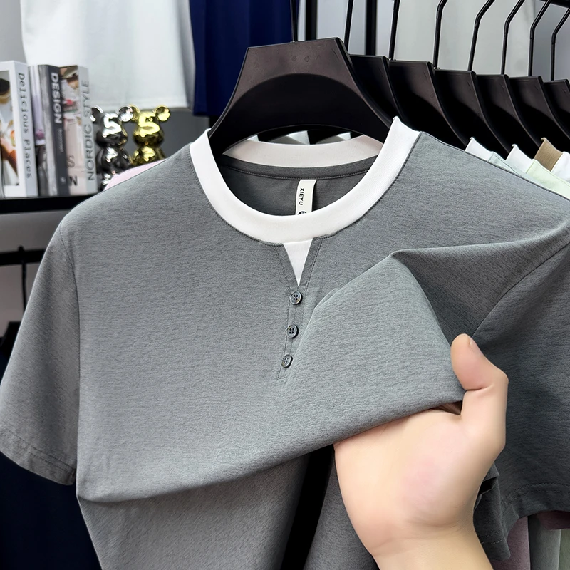 Mens Short Sleeve Henley Neck  - Embellish Knit ulasan dan harga