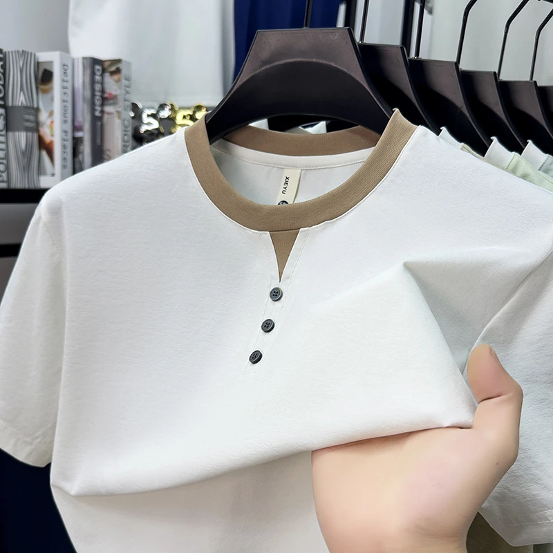 Mens Short Sleeve Henley Neck  - Embellish Knit ulasan dan harga