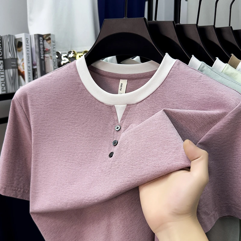 Mens Short Sleeve Henley Neck  - Embellish Knit ulasan dan harga