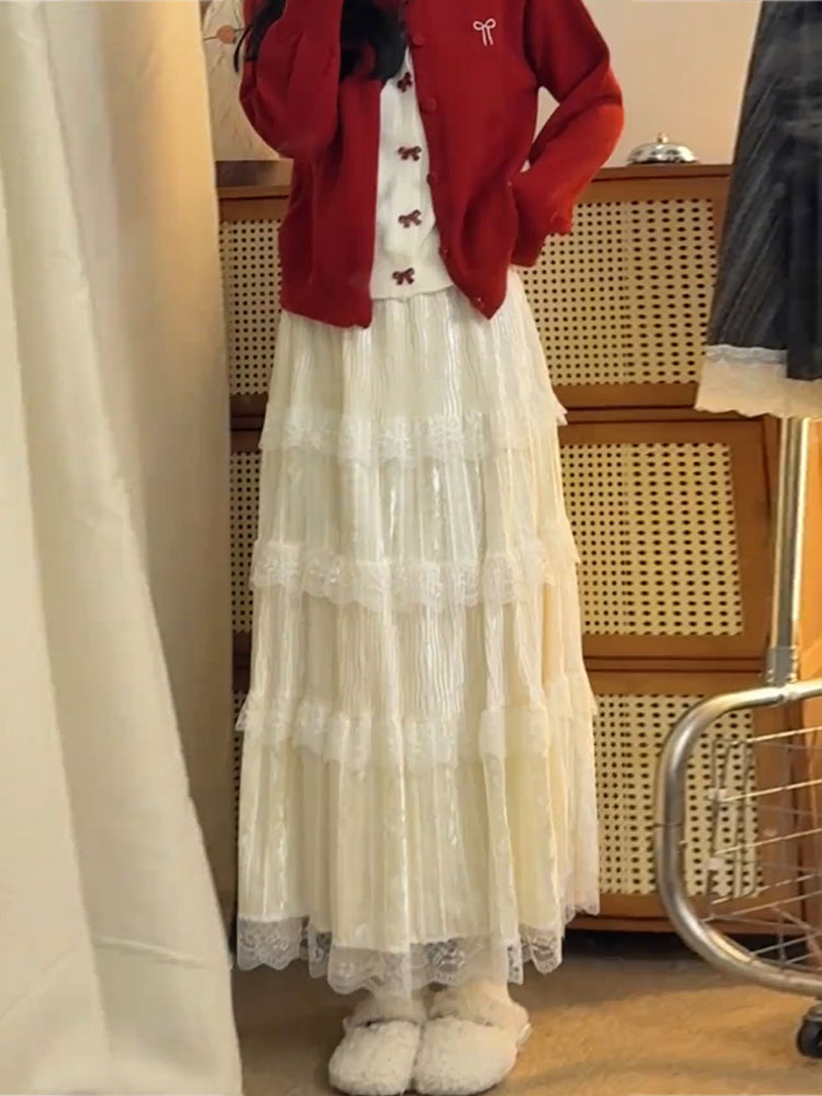 Elegant High Waist  Skirt in S - Elastic Lace Trim ulasan dan harga