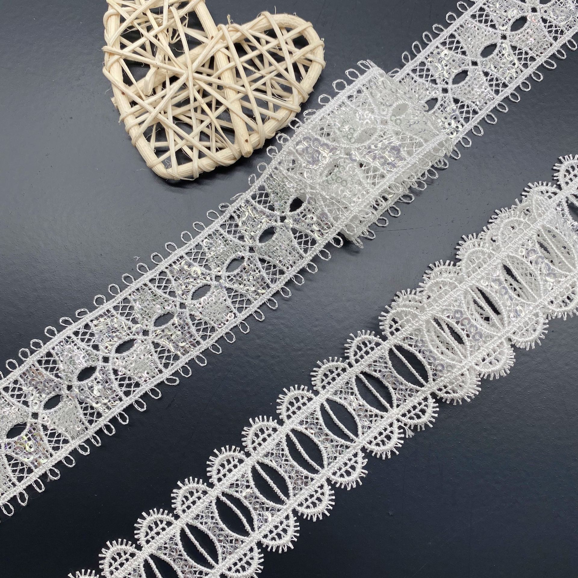 Hollow Wearable Sequins Ribbon - Lace Ribbon Trim ulasan dan harga