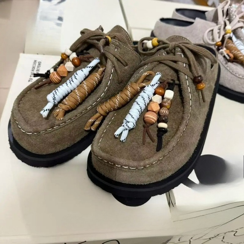 Women Men Clogs Cow Suede Leat - Guipure Lace Panel ulasan dan harga
