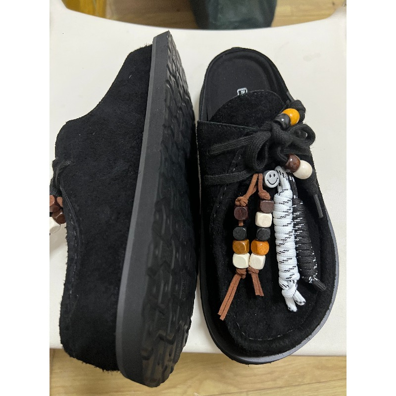 Women Men Clogs Cow Suede Leat - Guipure Lace Panel ulasan dan harga
