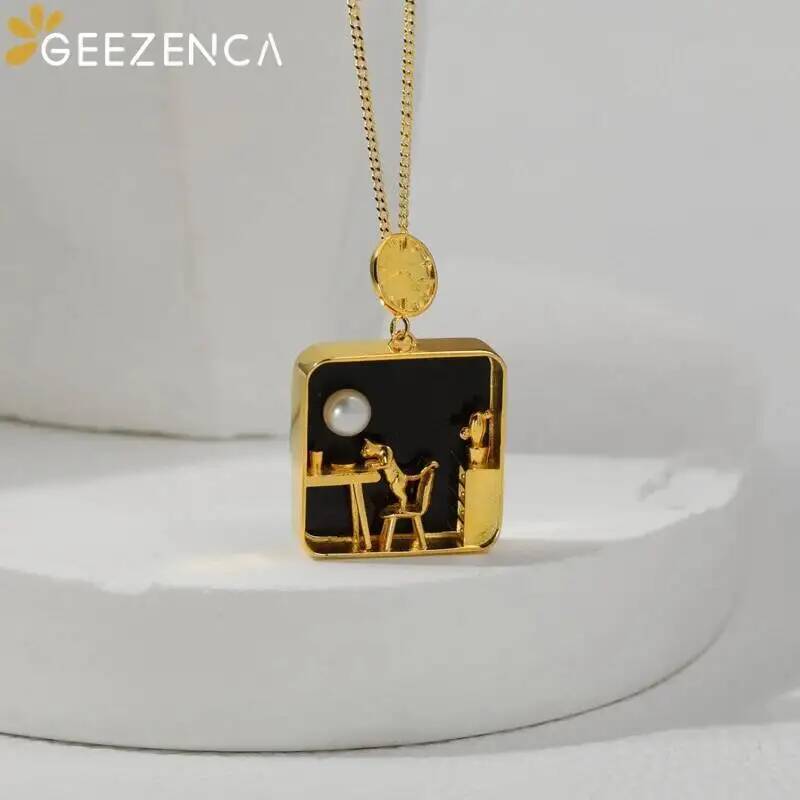 GEEZENCA 925 Sterling Silver G - Pearl Trim Chain ulasan dan harga