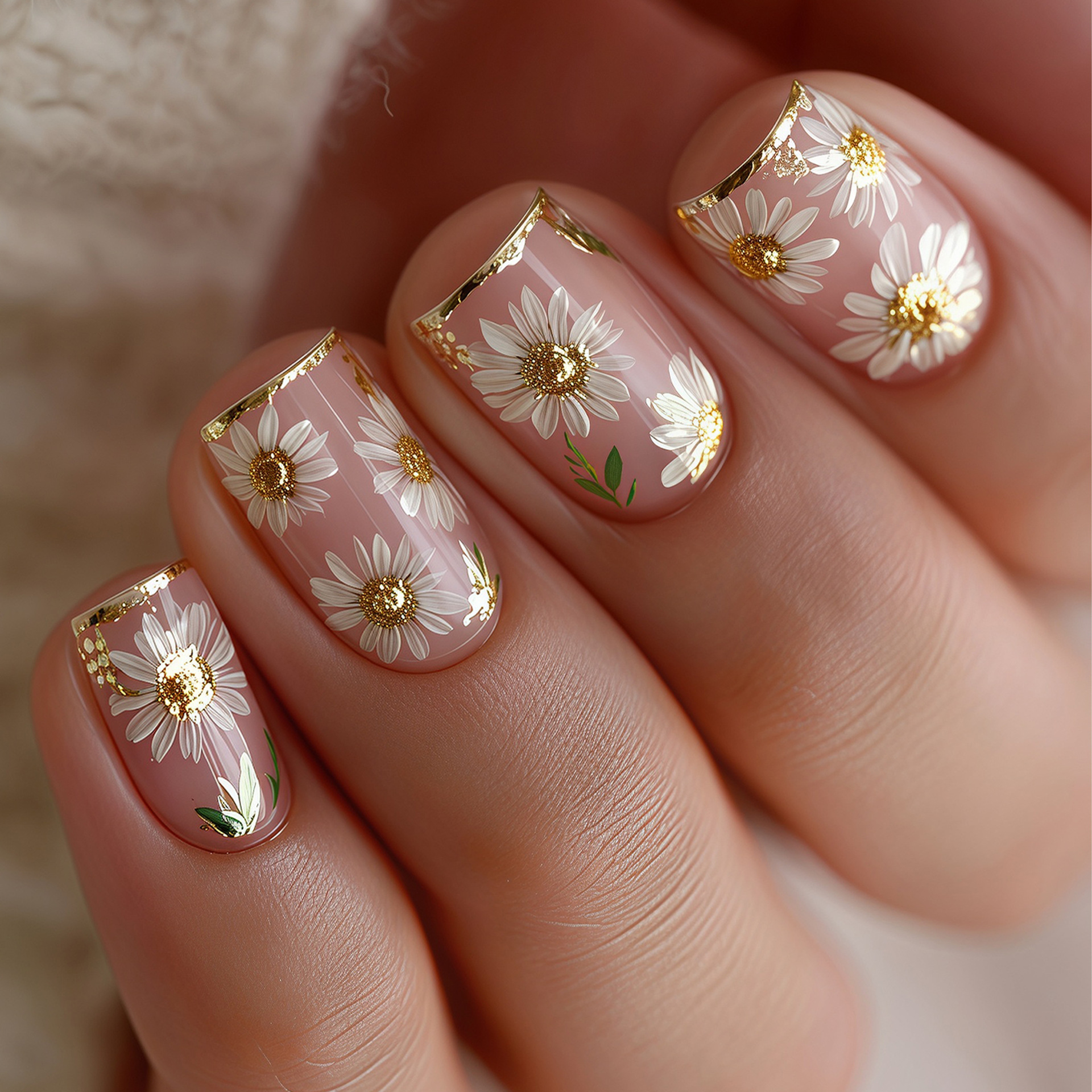 Short Square fake nails golden - Embroidery Embellishments ulasan dan harga