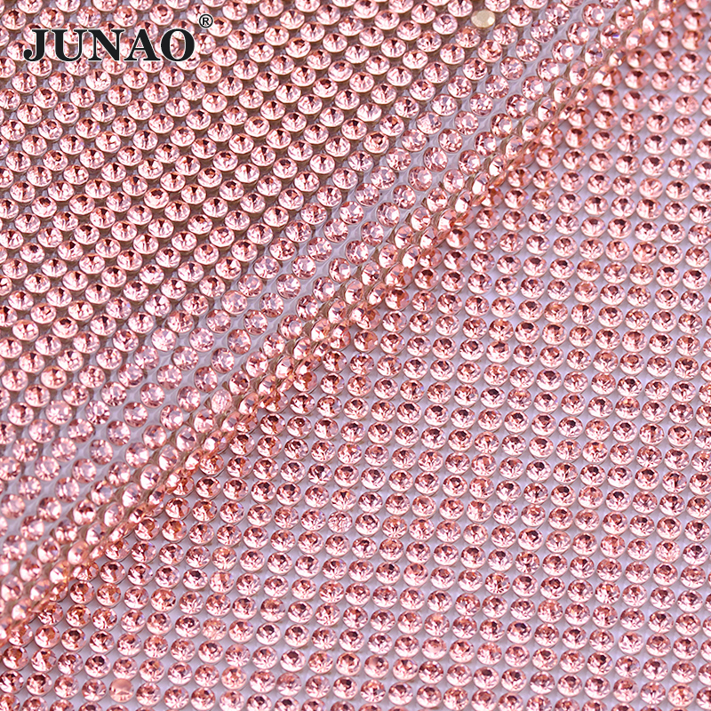 JUNAO 24x40cm Light Peach Self - Hotfix Rhinestone Sheet ulasan dan harga