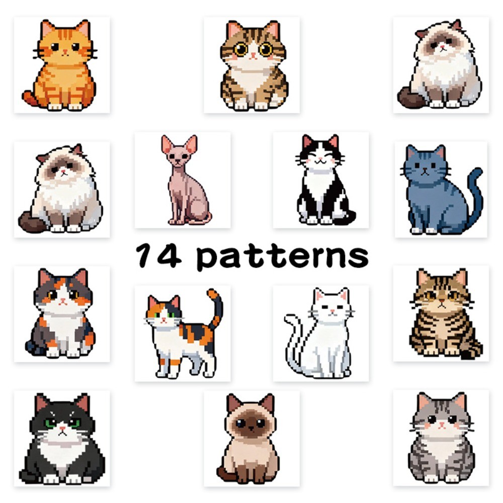 500 Pcs/Roll Cute Pixel Cat St - Craft Embellishment World ulasan dan harga