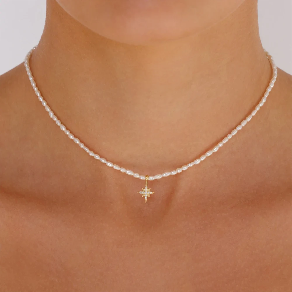 BOAKO Pearl Necklace Silver 92 - Pearl Trim Chain ulasan dan harga
