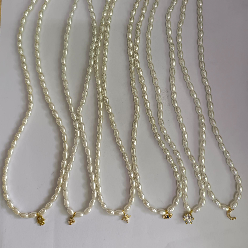 BOAKO Pearl Necklace Silver 92 - Pearl Trim Chain ulasan dan harga