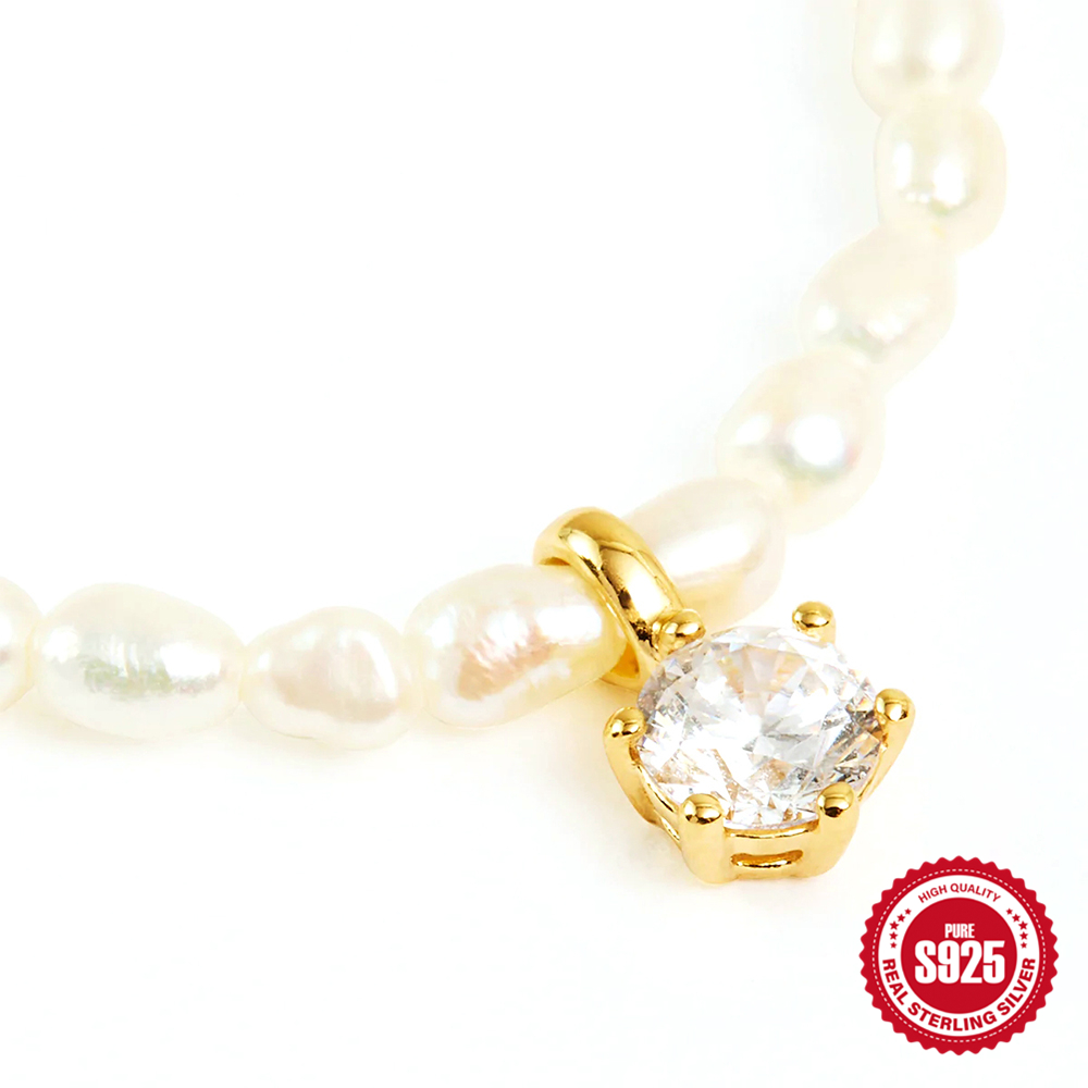 BOAKO Pearl Necklace Silver 92 - Pearl Trim Chain ulasan dan harga