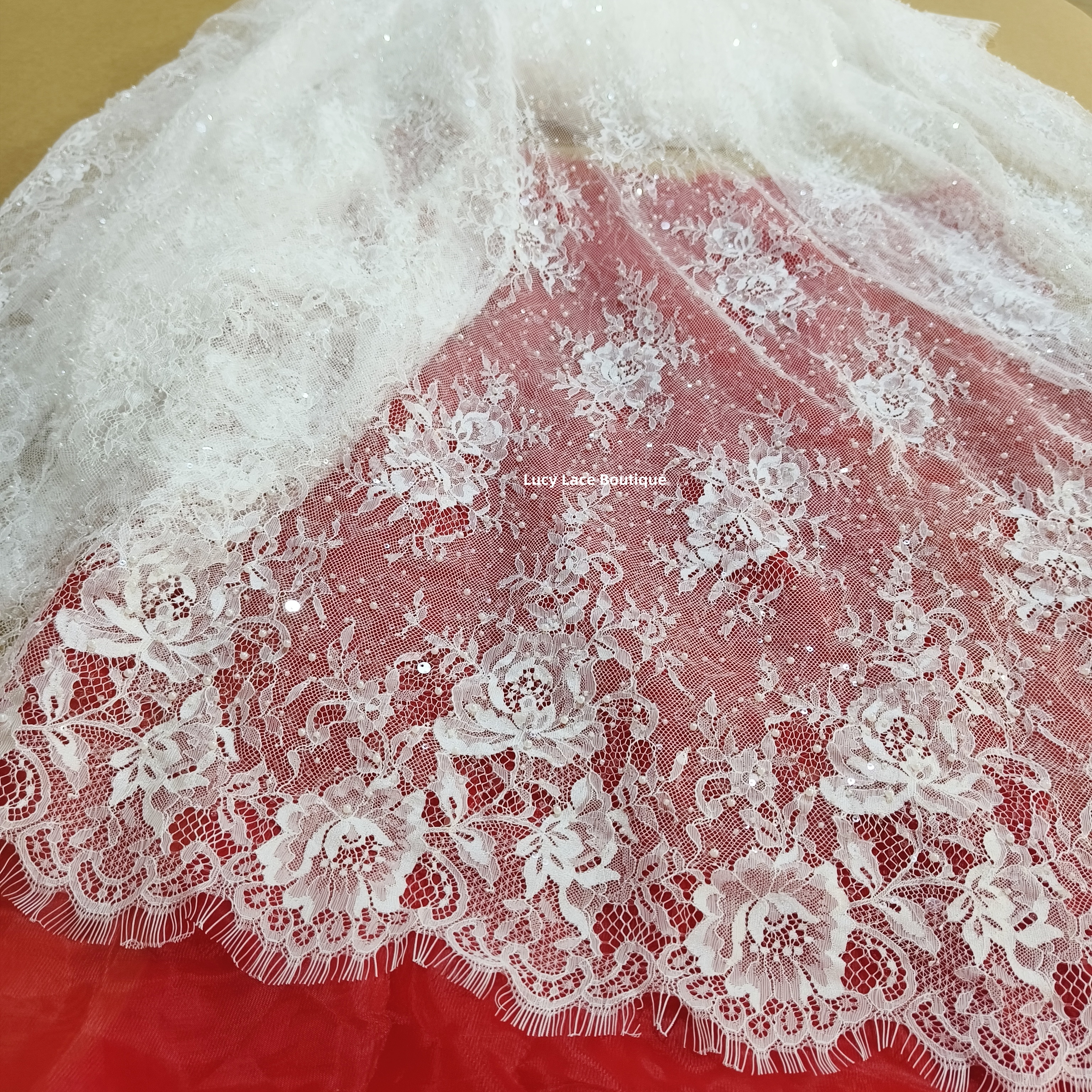 1 Panel 1.5M Wide 3M Long Off  - Sequin Fabric Panel ulasan dan harga