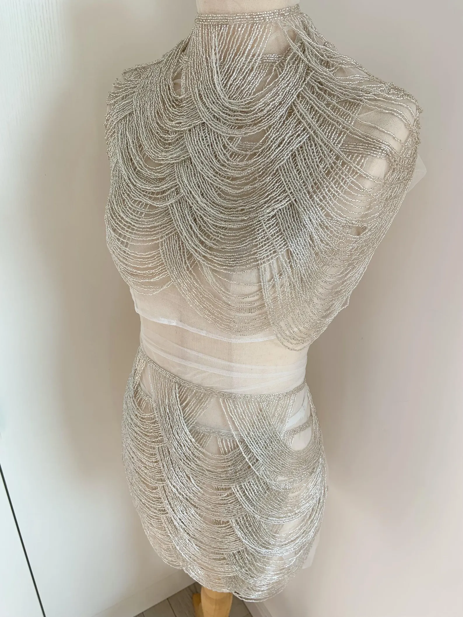 Silver Chains Cape Fabric, Bea - Beaded Trim Fringe ulasan dan harga