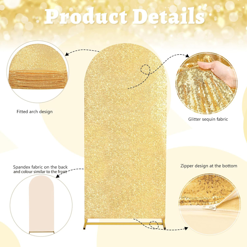 4 Colors 7 Sizes Sequin Arch F - Sequin Fabric Panel ulasan dan harga
